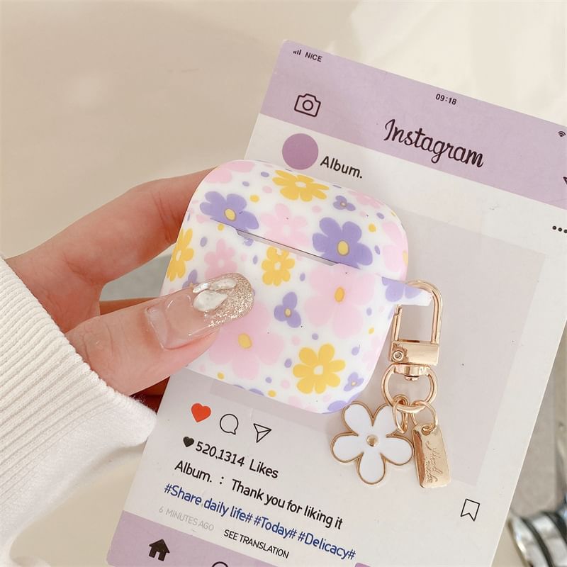 Floral AirPods / Pro Earphone Case Skin with Charm
