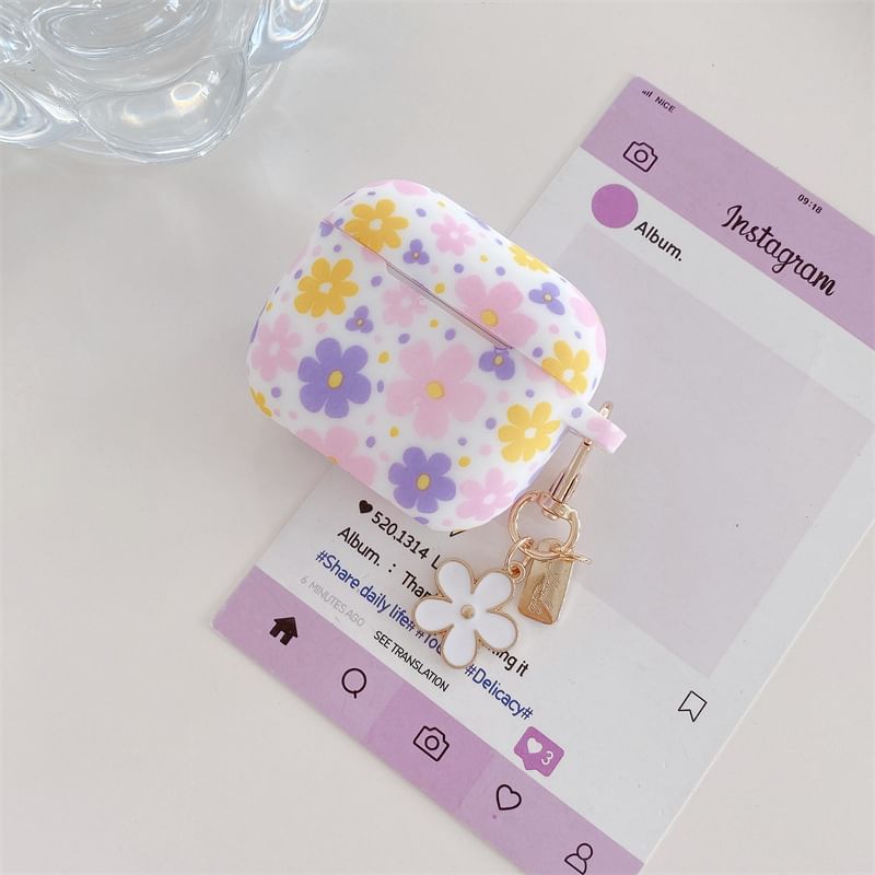 Floral AirPods / Pro Earphone Case Skin with Charm