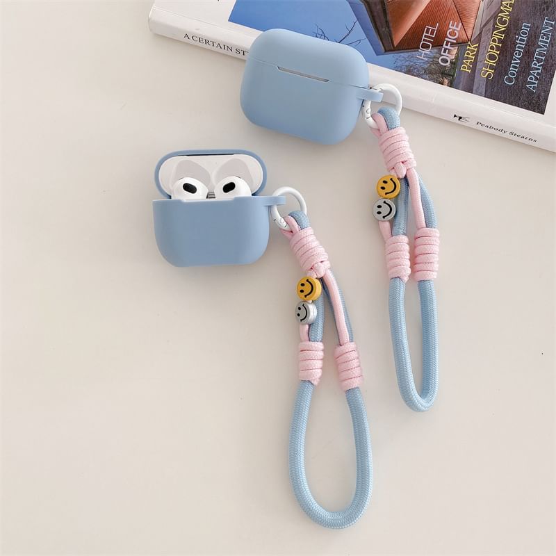 Plain AirPods / Pro Earphone Case Skin with Smiley Strap
