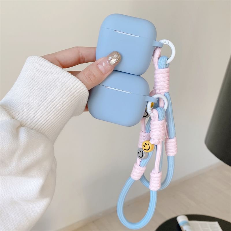 Plain AirPods / Pro Earphone Case Skin with Smiley Strap