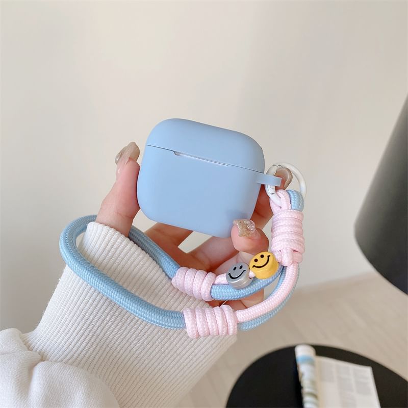 Plain AirPods / Pro Earphone Case Skin with Smiley Strap