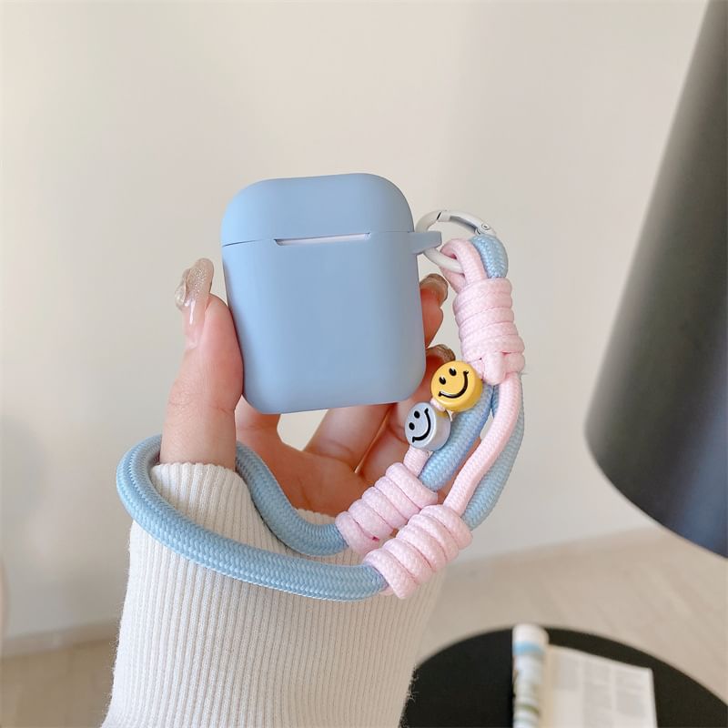 Plain AirPods / Pro Earphone Case Skin with Smiley Strap