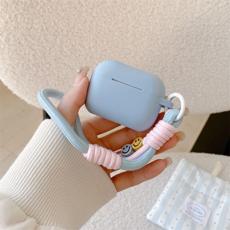 Plain AirPods / Pro Earphone Case Skin with Smiley Strap
