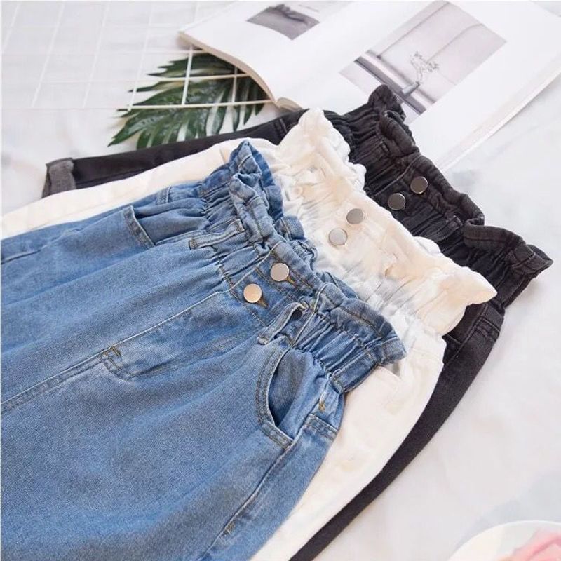 High Waist Washed Denim Shorts