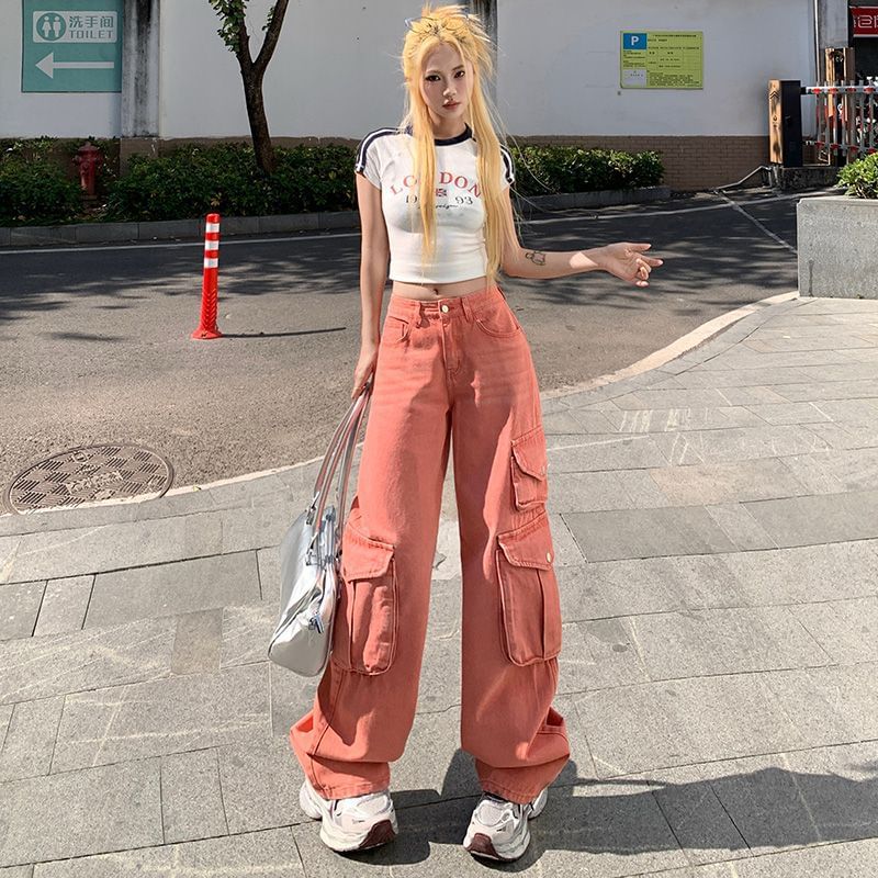 Low Waist Washed Wide Leg Cargo Pants (Various Designs)