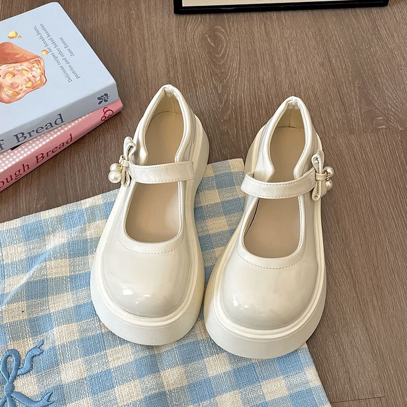 Faux Leather Platform Mary Jane Shoes