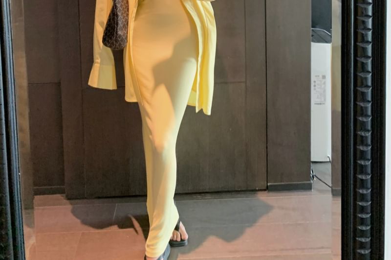 Square Neck Bodycon Maxi Dress - Sleeveless Long-Sleeve