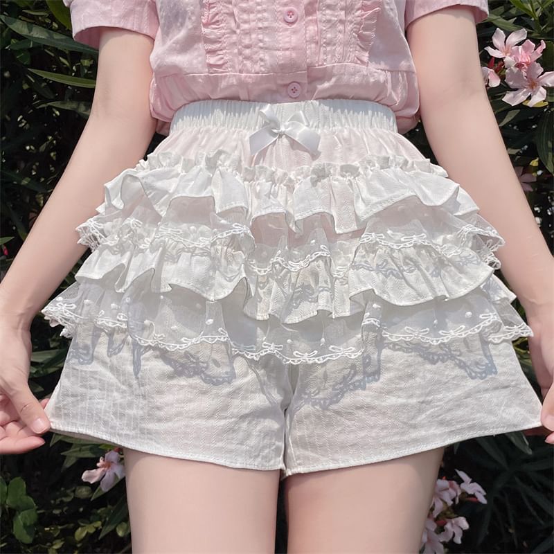 Ruffled High-Rise Mini A-Line Skirt with Elegant Trim