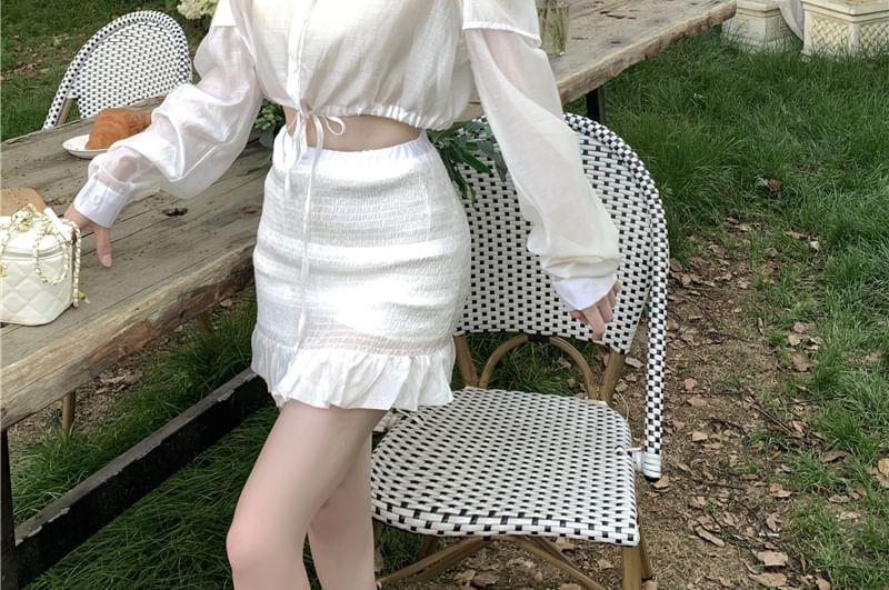 Cold Shoulder Crop Top and Mini Skirt Set