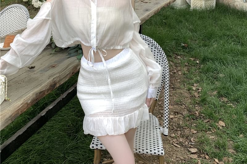 Cold Shoulder Crop Top and Mini Skirt Set