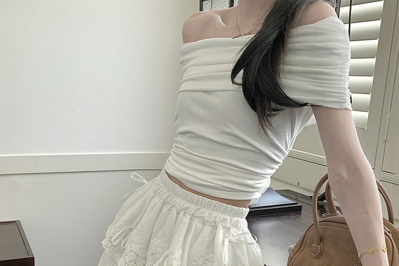 Lace Layered Mini Skirt with High Rise