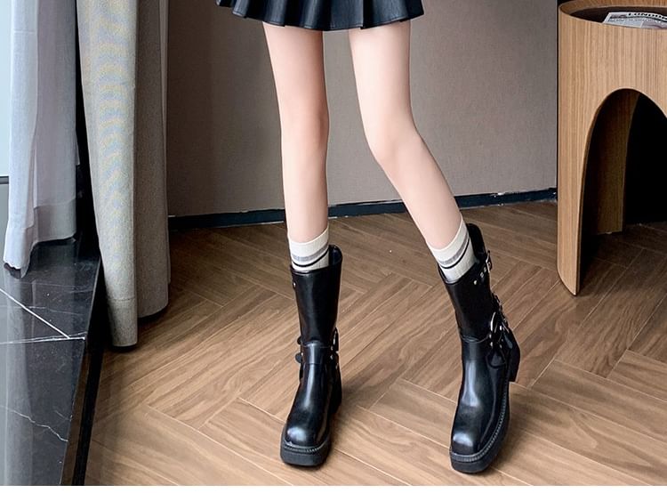 Faux Leather Pleated Mini Skirt with High Rise