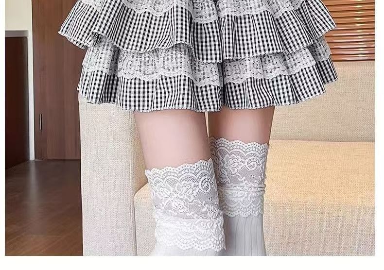 Plaid Layered Mini Skirt with Low Waist