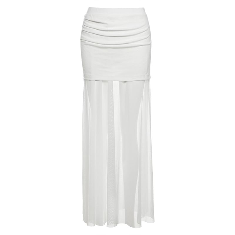 Sheer Pencil Skirt with High Waist