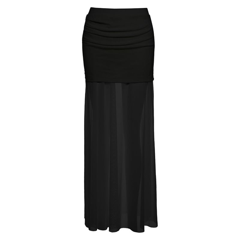 Sheer Pencil Skirt with High Waist