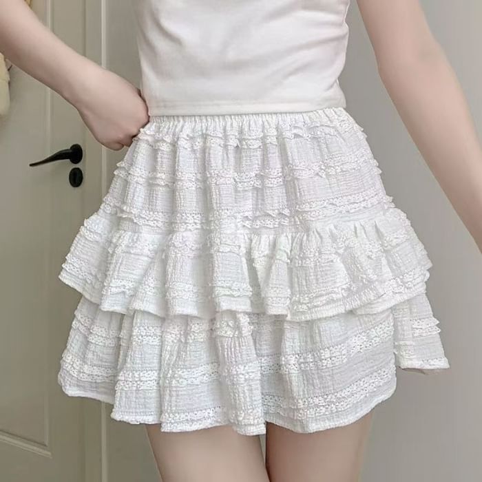 High-Rise Layered Mini Skirt