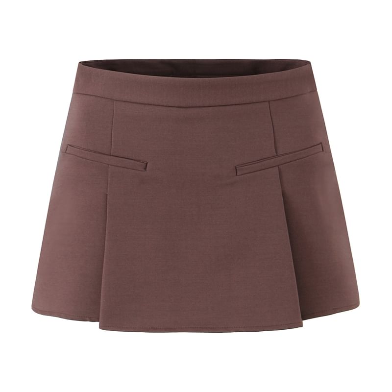 High-Rise Solid Flared Mini Skirt