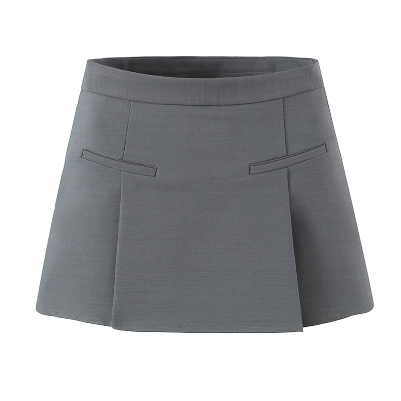 High-Rise Solid Flared Mini Skirt