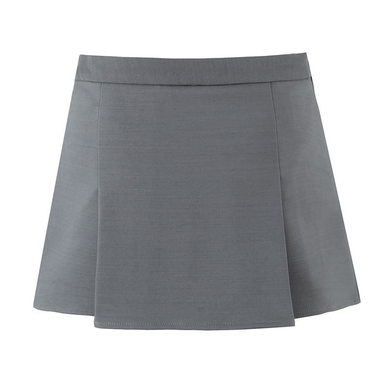 High-Rise Solid Flared Mini Skirt