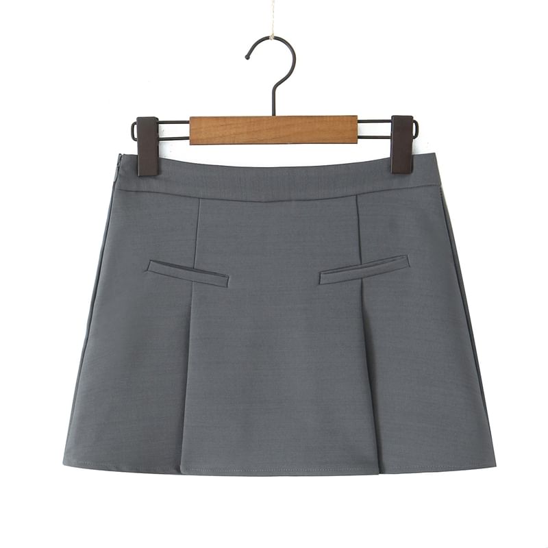 High-Rise Solid Flared Mini Skirt