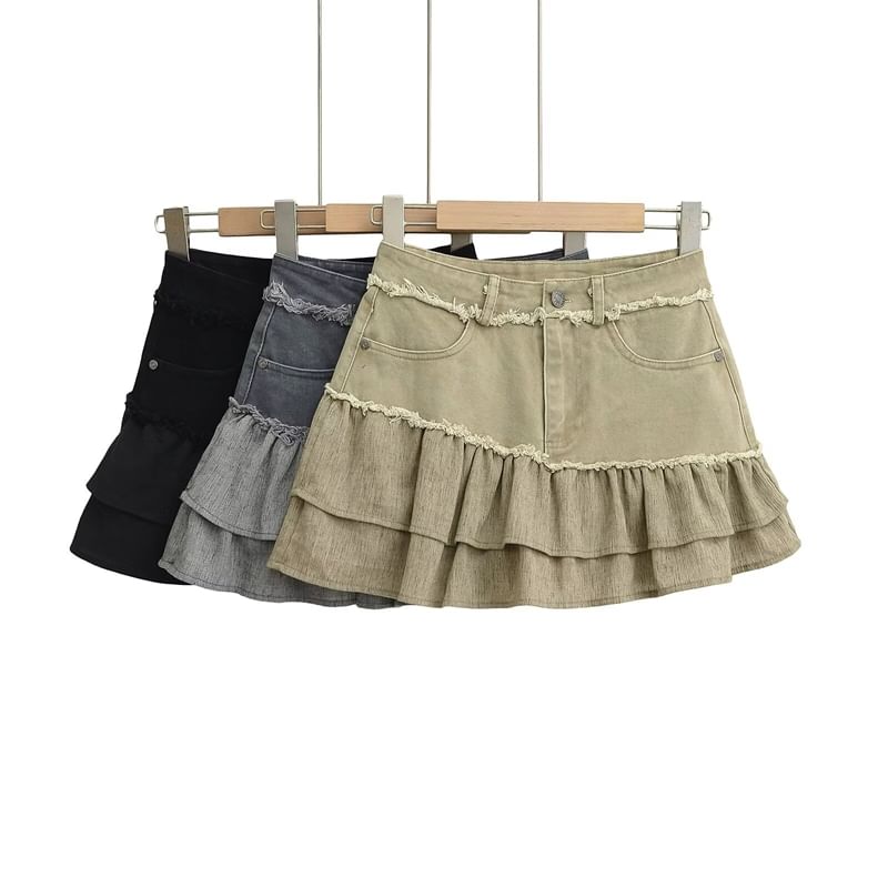 Denim Mini Skirt with High Rise