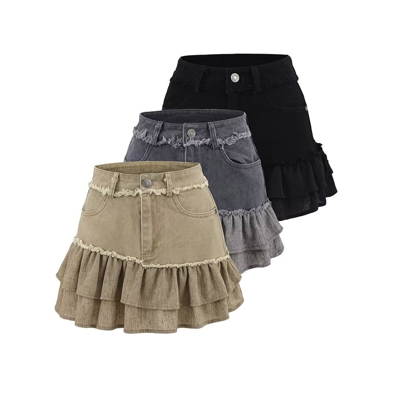 Denim Mini Skirt with High Rise