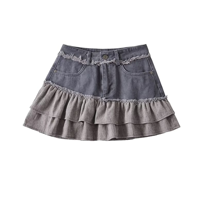Denim Mini Skirt with High Rise