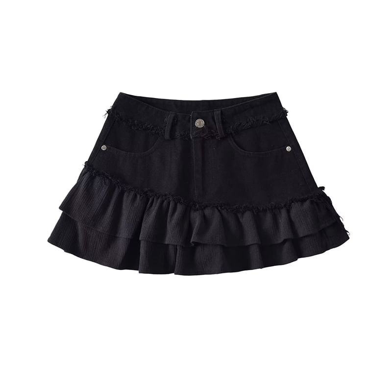 Denim Mini Skirt with High Rise