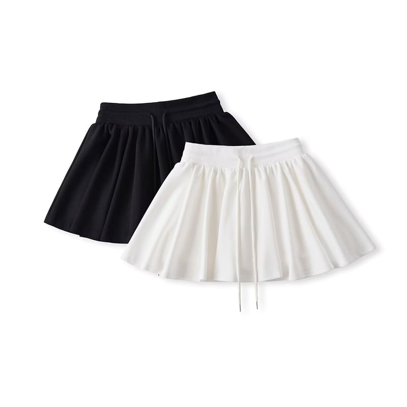 Drawstring Waist Flared Mini Skirt