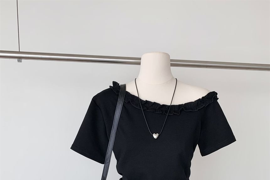 Short-Sleeve Top with Pleated Mini Skirt Set