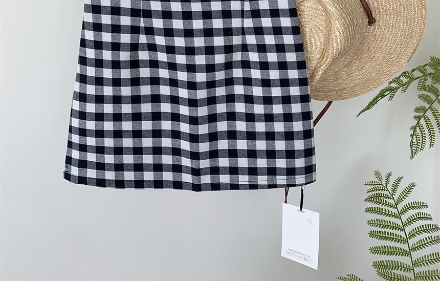 Plaid Mini A-Line Skirt with High Rise