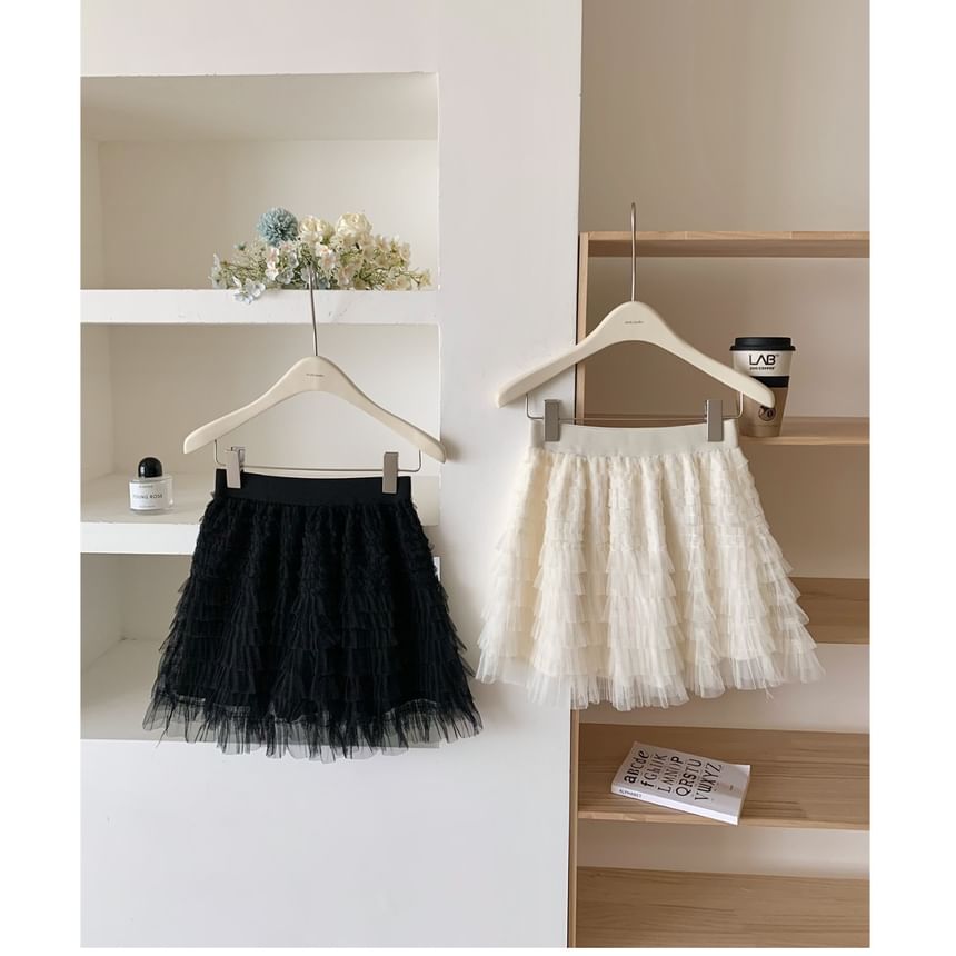 Lace-Trimmed Mini A-Line Skirt with Low Rise