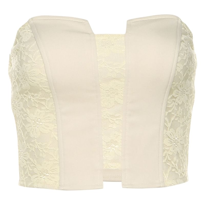 Lace Panel Tube Top with Asymmetric Mini Skirt