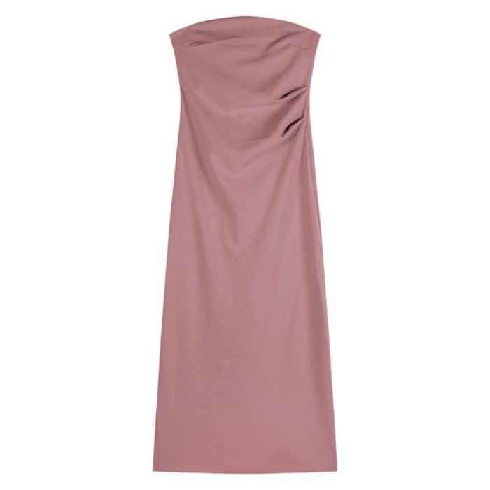 Sheath Maxi Dress - Strapless Plain