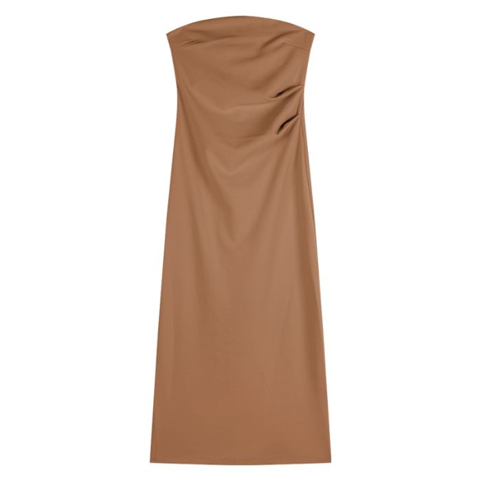 Sheath Maxi Dress - Strapless Plain