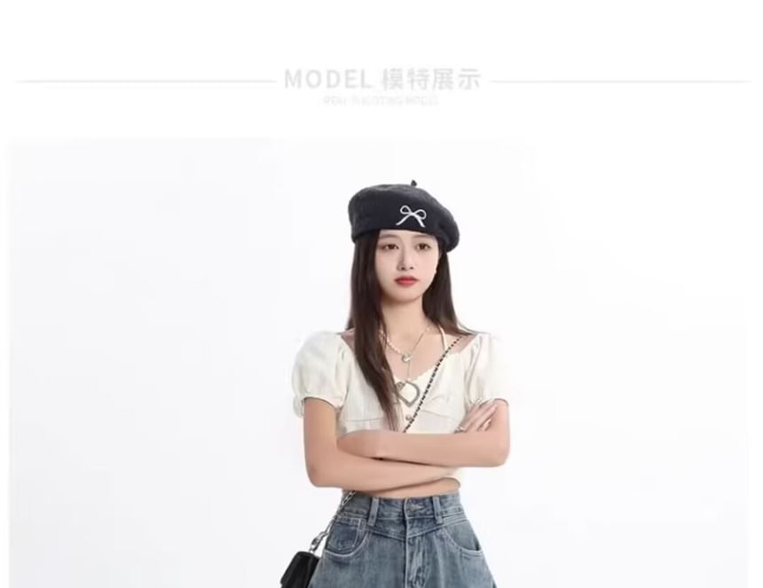 Pleated Denim Mini Skirt with High Waist
