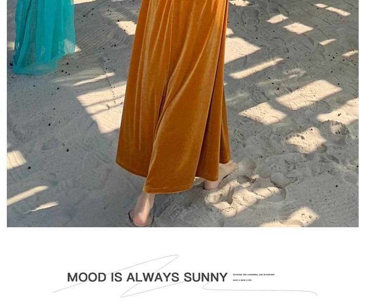 Velvet A-Line Maxi Dress - Sleeveless