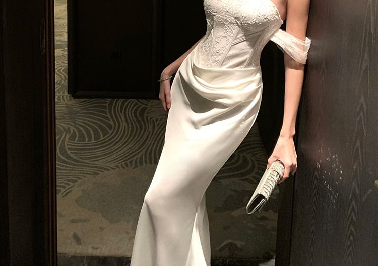 Lace Bodycon Maxi Dress - Strapless