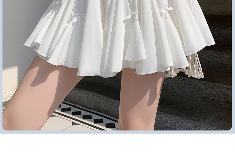 Ribbon-Accented Mini A-Line Skirt with High Rise