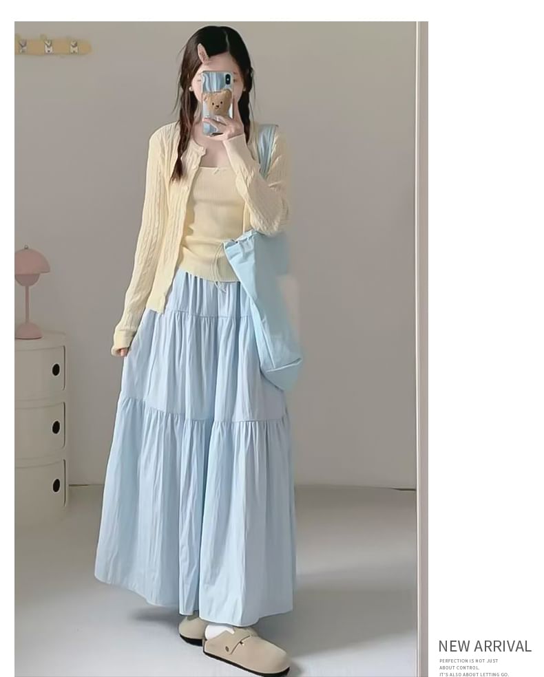 Versatile High-Rise Plain Maxi A-Line Skirt in Multiple Designs
