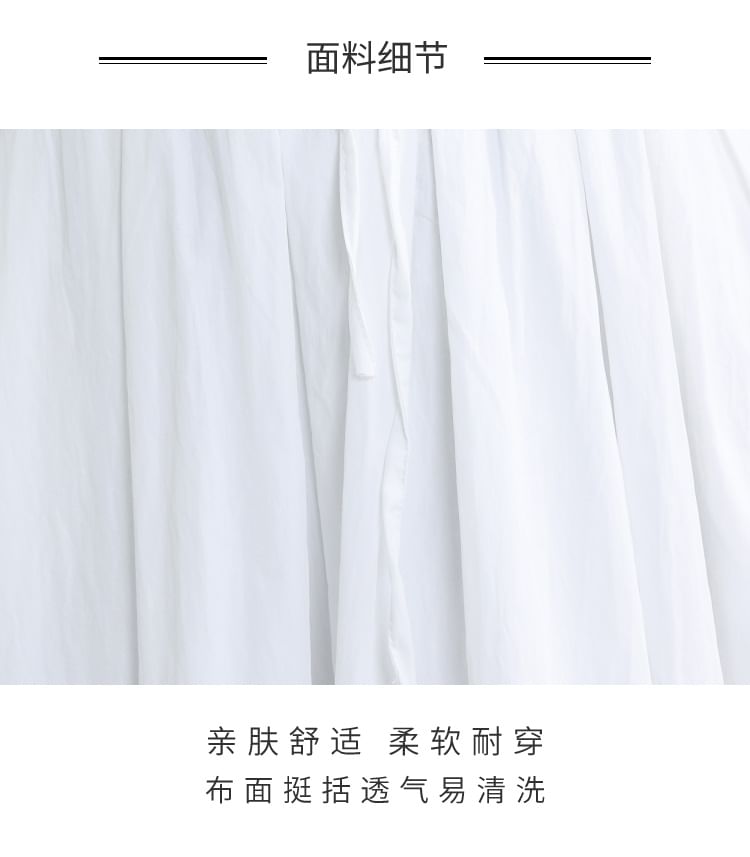 Bubble Hem Midi A-Line Skirt with Elastic Waist