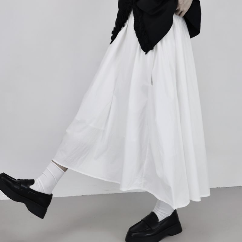 Classic Midi A-Line Skirt with Elastic Waist