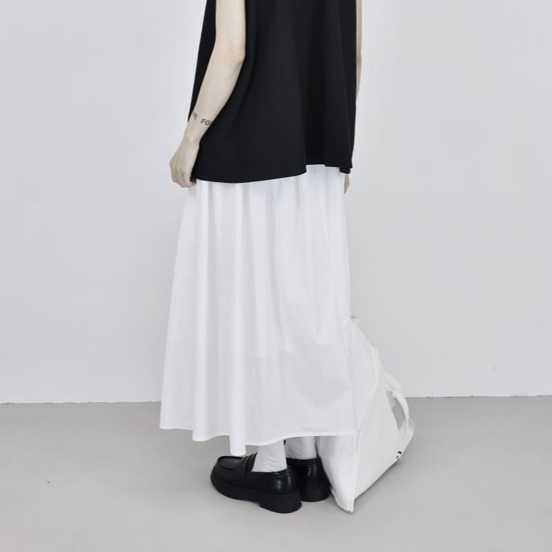 Classic Midi A-Line Skirt with Elastic Waist