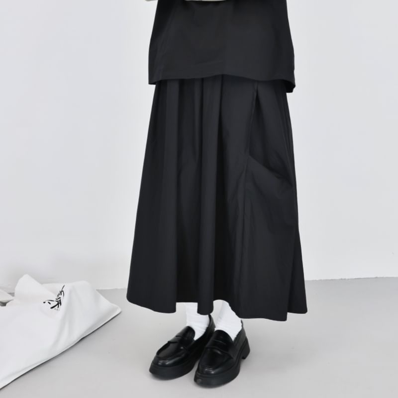 Classic Midi A-Line Skirt with Elastic Waist