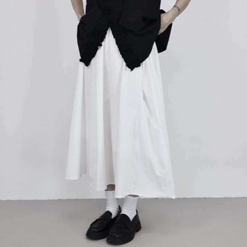 Classic Midi A-Line Skirt with Elastic Waist