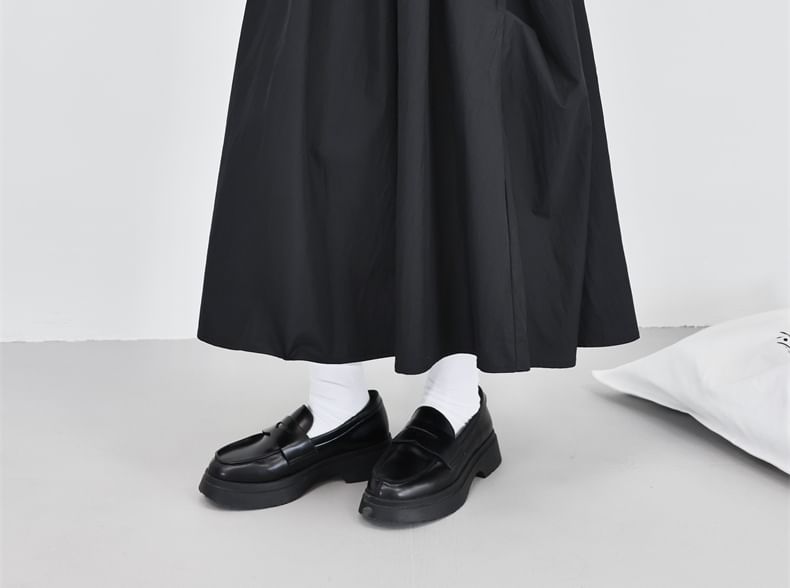 Classic Midi A-Line Skirt with Elastic Waist