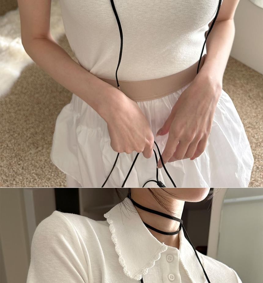 Layered Midi A-Line Skirt with High Waistband