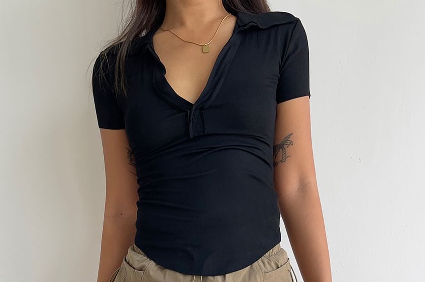 Drawstring Waist Cargo Mini A-Line Skirt with Plain Design