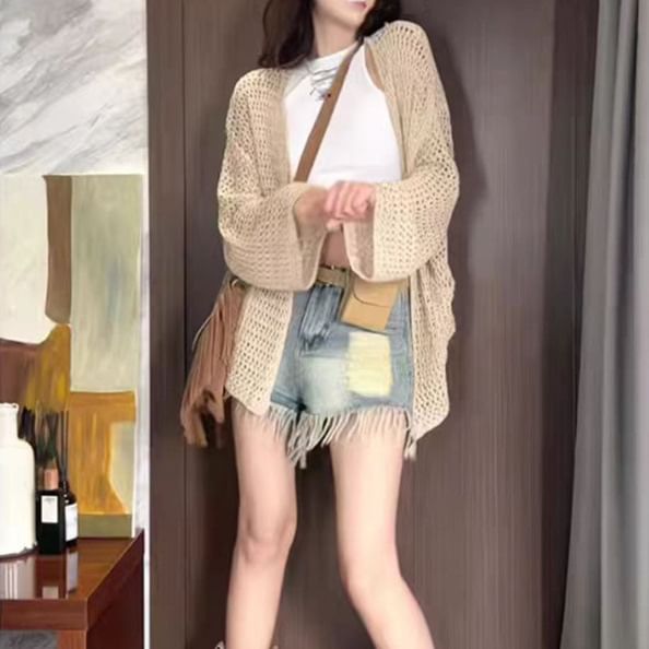 Crochet Lace Open Front Cardigan