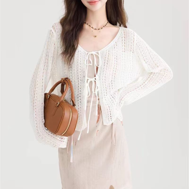 Tie-Front Crochet Lace Cardigan